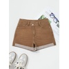 image:imageSidefeel Womens Jean Shorts High Waisted Stretchy Casual Rolled Hem Zimbaplatinum Denim ShortsKhaki