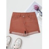image:imageSidefeel Womens Jean Shorts High Waisted Stretchy Casual Rolled Hem Zimbaplatinum Denim ShortsMineral Red