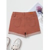 image:imageSidefeel Womens Jean Shorts High Waisted Stretchy Casual Rolled Hem Zimbaplatinum Denim ShortsMineral Red