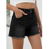 image:imageSidefeel Womens Jean Shorts High Waisted Stretchy Raw Hem Summer Denim Shorts with PocketsBlack