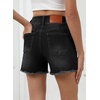 image:imageSidefeel Womens Jean Shorts High Waisted Stretchy Raw Hem Summer Denim Shorts with PocketsBlack
