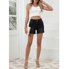 image:imageSidefeel Womens Jean Shorts High Waisted Stretchy Raw Hem Summer Denim Shorts with PocketsBlack