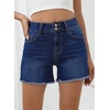 image:imageSidefeel Womens Jean Shorts High Waisted Stretchy Raw Hem Summer Denim Shorts with PocketsBluing