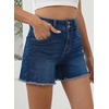 image:imageSidefeel Womens Jean Shorts High Waisted Stretchy Raw Hem Summer Denim Shorts with PocketsBluing