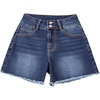 image:imageSidefeel Womens Jean Shorts High Waisted Stretchy Raw Hem Summer Denim Shorts with PocketsDark Blue