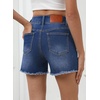 image:imageSidefeel Womens Jean Shorts High Waisted Stretchy Raw Hem Summer Denim Shorts with PocketsDark Blue