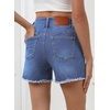 image:imageSidefeel Womens Jean Shorts High Waisted Stretchy Raw Hem Summer Denim Shorts with PocketsIceland Blue