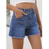 image:imageSidefeel Womens Jean Shorts High Waisted Stretchy Raw Hem Summer Denim Shorts with PocketsIceland Blue