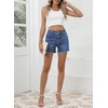 image:imageSidefeel Womens Jean Shorts High Waisted Stretchy Raw Hem Summer Denim Shorts with PocketsIceland Blue