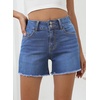 image:imageSidefeel Womens Jean Shorts High Waisted Stretchy Raw Hem Summer Denim Shorts with PocketsIceland Blue