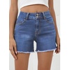 image:imageSidefeel Womens Jean Shorts High Waisted Stretchy Raw Hem Summer Denim Shorts with PocketsIceland Blue