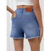 image:imageSidefeel Womens Jean Shorts High Waisted Stretchy Raw Hem Summer Denim Shorts with PocketsLight Blue