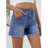 image:imageSidefeel Womens Jean Shorts High Waisted Stretchy Raw Hem Summer Denim Shorts with PocketsLight Blue