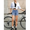 image:imageSidefeel Womens Jean Shorts High Waisted Stretchy Raw Hem Summer Denim Shorts with PocketsLight Blue