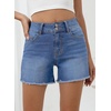 image:imageSidefeel Womens Jean Shorts High Waisted Stretchy Raw Hem Summer Denim Shorts with PocketsLight Blue