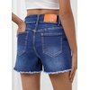 image:imageSidefeel Womens Jean Shorts High Waisted Stretchy Raw Hem Summer Denim Shorts with PocketsNavy Blue
