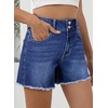 image:imageSidefeel Womens Jean Shorts High Waisted Stretchy Raw Hem Summer Denim Shorts with PocketsNavy Blue