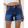 image:imageSidefeel Womens Jean Shorts High Waisted Stretchy Raw Hem Summer Denim Shorts with PocketsNavy Blue
