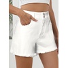 image:imageSidefeel Womens Jean Shorts High Waisted Stretchy Raw Hem Summer Denim Shorts with PocketsWhite