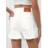 image:imageSidefeel Womens Jean Shorts High Waisted Stretchy Raw Hem Summer Denim Shorts with PocketsWhite