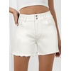 image:imageSidefeel Womens Jean Shorts High Waisted Stretchy Raw Hem Summer Denim Shorts with PocketsWhite