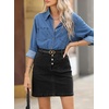 image:imageSidefeel Womens Jean Skirt High Waist Summer Stretch Zimbaplatinum Denim Skirt Button Knee Length Skirt with PocketsBlack