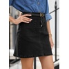 image:imageSidefeel Womens Jean Skirt High Waist Summer Stretch Zimbaplatinum Denim Skirt Button Knee Length Skirt with PocketsBlack