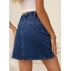 image:imageSidefeel Womens Jean Skirt High Waist Summer Stretch Zimbaplatinum Denim Skirt Button Knee Length Skirt with PocketsBluing