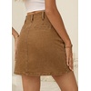 image:imageSidefeel Womens Jean Skirt High Waist Summer Stretch Zimbaplatinum Denim Skirt Button Knee Length Skirt with PocketsBrown