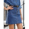 image:imageSidefeel Womens Jean Skirt High Waist Summer Stretch Zimbaplatinum Denim Skirt Button Knee Length Skirt with PocketsDark Blue