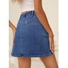 image:imageSidefeel Womens Jean Skirt High Waist Summer Stretch Zimbaplatinum Denim Skirt Button Knee Length Skirt with PocketsDark Blue