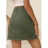 image:imageSidefeel Womens Jean Skirt High Waist Summer Stretch Zimbaplatinum Denim Skirt Button Knee Length Skirt with PocketsGreen
