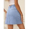 image:imageSidefeel Womens Jean Skirt High Waist Summer Stretch Zimbaplatinum Denim Skirt Button Knee Length Skirt with PocketsIceland Blue