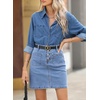 image:imageSidefeel Womens Jean Skirt High Waist Summer Stretch Zimbaplatinum Denim Skirt Button Knee Length Skirt with PocketsLight Blue