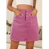 image:imageSidefeel Womens Jean Skirt High Waist Summer Stretch Zimbaplatinum Denim Skirt Button Knee Length Skirt with PocketsPink