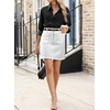 image:imageSidefeel Womens Jean Skirt High Waist Summer Stretch Zimbaplatinum Denim Skirt Button Knee Length Skirt with PocketsWhite