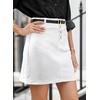 image:imageSidefeel Womens Jean Skirt High Waist Summer Stretch Zimbaplatinum Denim Skirt Button Knee Length Skirt with PocketsWhite