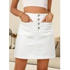 image:imageSidefeel Womens Jean Skirt High Waist Summer Stretch Zimbaplatinum Denim Skirt Button Knee Length Skirt with PocketsWhite