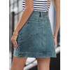 image:imageSidefeel Womens Jean Skirt High Waisted Stretch Casual Summer Zimbaplatinum Denim Skirt with PocketsReal Teal