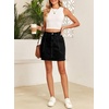 image:imageSidefeel Womens Jean Skirt High Waisted Stretchy Casual Denim Above Knee Skirts with Patch PocketsBlack