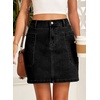 image:imageSidefeel Womens Jean Skirt High Waisted Stretchy Casual Denim Above Knee Skirts with Patch PocketsBlack