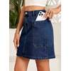image:imageSidefeel Womens Jean Skirt High Waisted Stretchy Casual Denim Above Knee Skirts with Patch PocketsBluing