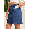 image:imageSidefeel Womens Jean Skirt High Waisted Stretchy Casual Denim Above Knee Skirts with Patch PocketsDark Blue