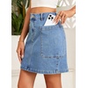 image:imageSidefeel Womens Jean Skirt High Waisted Stretchy Casual Denim Above Knee Skirts with Patch PocketsIceland Blue