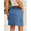 image:imageSidefeel Womens Jean Skirt High Waisted Stretchy Casual Denim Above Knee Skirts with Patch PocketsLight Blue