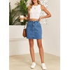 image:imageSidefeel Womens Jean Skirt High Waisted Stretchy Casual Denim Above Knee Skirts with Patch PocketsLight Blue