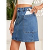 image:imageSidefeel Womens Jean Skirt High Waisted Stretchy Casual Denim Above Knee Skirts with Patch PocketsLight Blue
