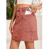 image:imageSidefeel Womens Jean Skirt High Waisted Stretchy Casual Denim Above Knee Skirts with Patch PocketsMineral Red