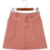 image:imageSidefeel Womens Jean Skirt High Waisted Stretchy Casual Denim Above Knee Skirts with Patch PocketsMineral Red