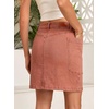 image:imageSidefeel Womens Jean Skirt High Waisted Stretchy Casual Denim Above Knee Skirts with Patch PocketsMineral Red